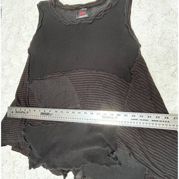 Prisa Collection Women Tunic Top Sleeveless Lagenlook Patchwork Black Brown Art - Picture 6 of 8